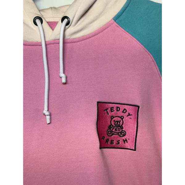 Teddy Fresh Colorblock Hoodie Pastel Pink Purple Teal Cotton Sweatshirt‎ Small - Image 5