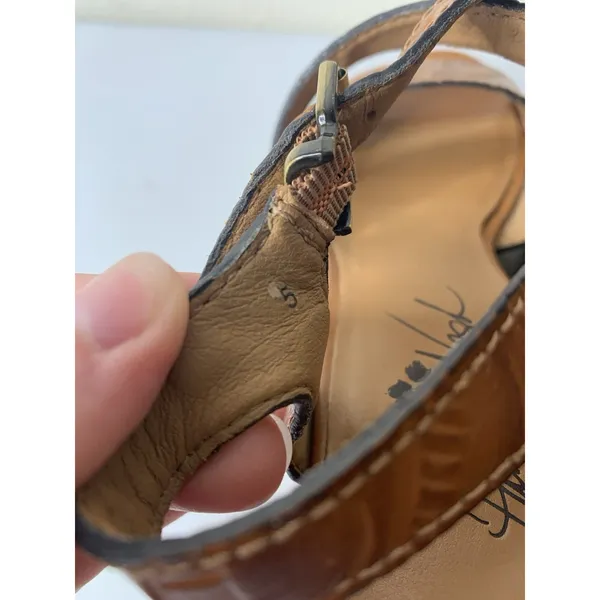 Patricia Nash Rafa Tooled Brown Leather Wedge Sandals Espadrilles Women’s Sz 5 - Image 8