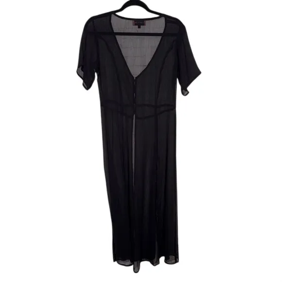 Eastnwest Label Kokomo Duster Sheer Black Maxi Festival Cover Up Whimsigoth Sz 1 - Image 4