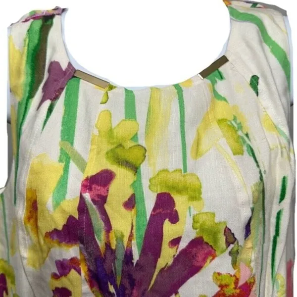 Calvin Klein Womens Multicolor Floral Sleeveless Back‎ Zip Sheath Dress SZ 14 - Image 7