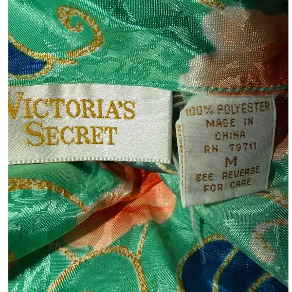 Victoria’s Secret Vintage‎ Gold Label Floral Jacquard Slip Dress Green Orange M - Image 5