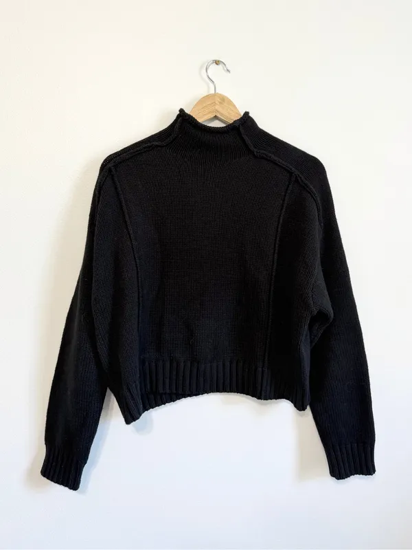 ZARA Black Mockneck Sweater Size Large Chunky Fall Winter Blogger Fav - Image 2