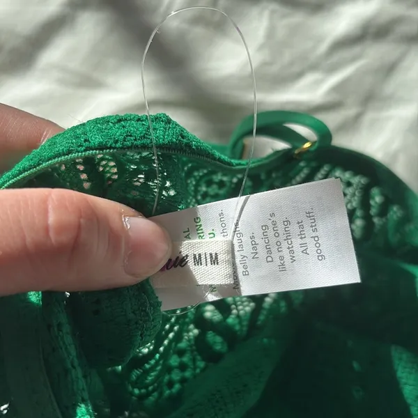 Aerie NWT Green Size Medium Longline Cable Lace Bralette - Image 4