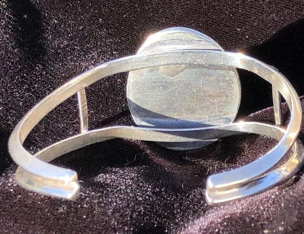 Vintage Southwest Navajo Sterling Silver Turquoise Cuff Bracelet - Image 6