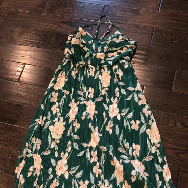 A new day green floral leather maxi dress size large new with tags - Image 9