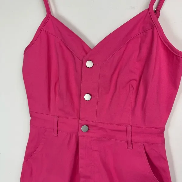 NWT Day + Moon Pink Denim Romper Button Front One Piece Size M - Image 6