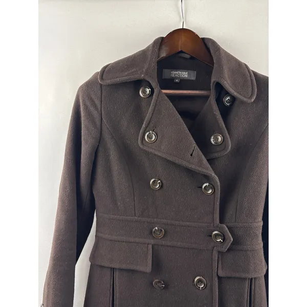 Women’s Kenneth Cole Reaction Size 4 Brown Peacoat - Image 2