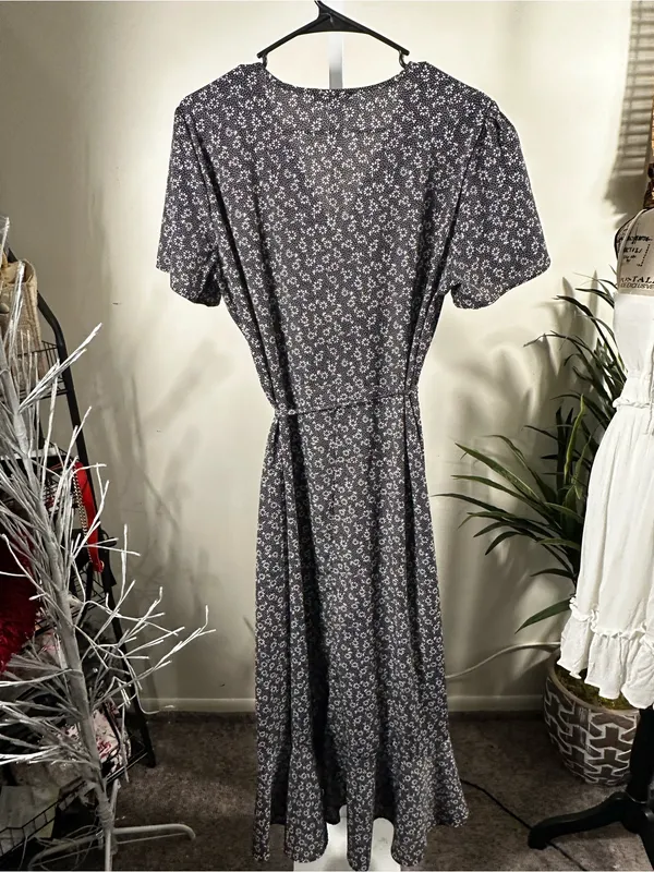 S183. Pretty Garden Black Floral Wrap Maxi Dress - Image 4