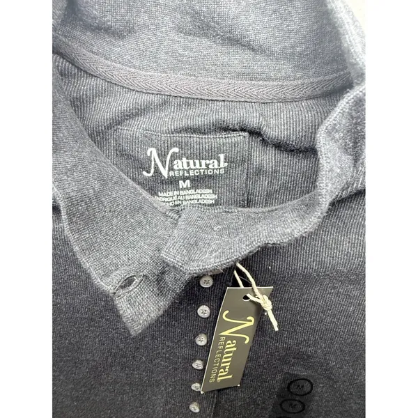 Natural Reflections Womens Charcoal Gray Ribbed Mock Neck Henley Top NWT Size M - Image 3