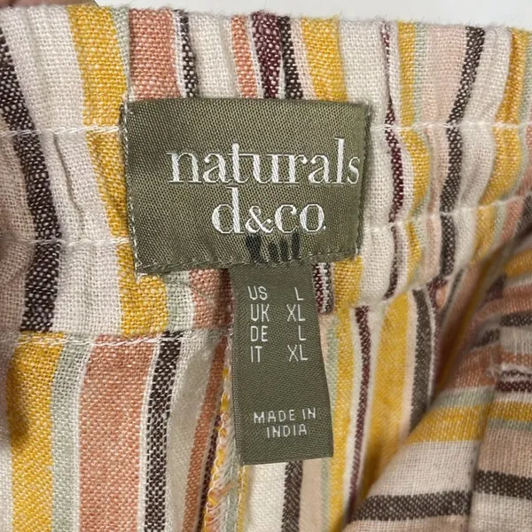 D&Co Naturals Linen blend pull on pants multicolor Striped Pants size Large - Image 10