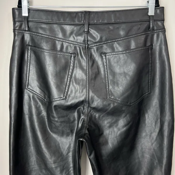 Abercrombie & Fitch‎ Curve Love Pants 33/16 Faux Leather 90s Straight High Rise - Image 7