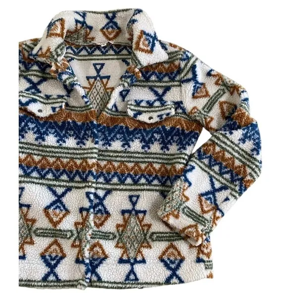 Andrée Southwestern Aztec Fleece Jacket Medium - Image 2