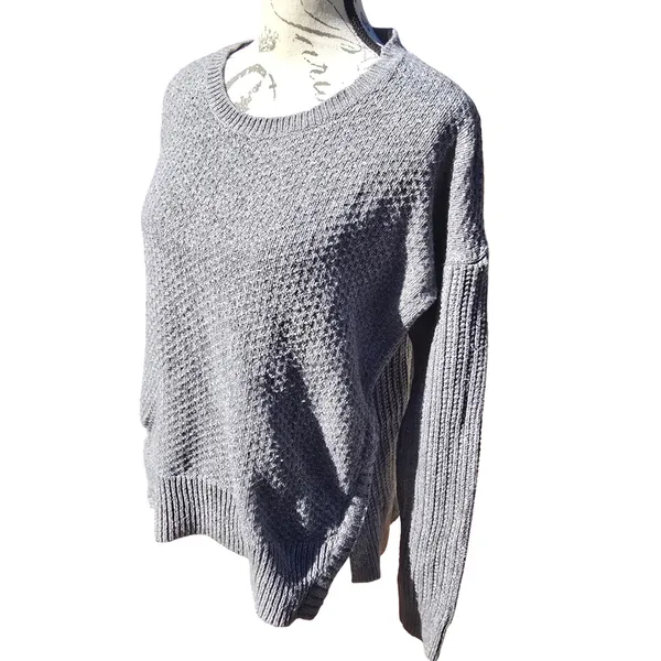 Madewell Textured Knit‎ Gray Sweater Crew Neck Long Sleeve Casual Womens Size M - Image 2