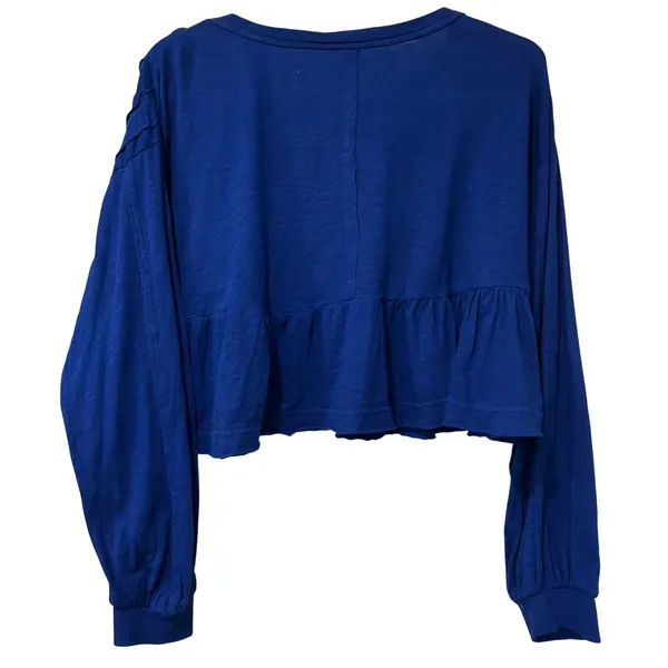 Pilcro Anthropologie NWT Babydoll Crop Top Blue Ruffle Peplum Small Relaxed - Image 5