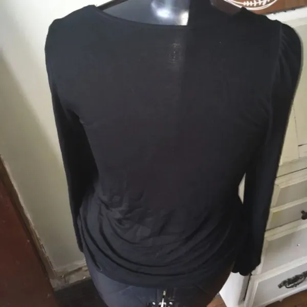 American Eagle embroidered boho long sleeve black M shirt - Image 2