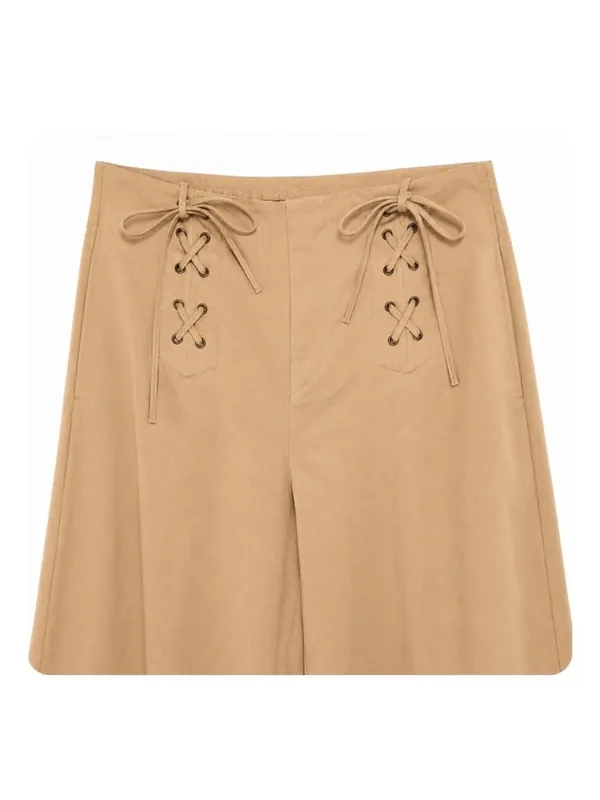 ZARA Trafaluc Collection Women's Wide Leg Culotte Pants in Beige/Tan Size L - Image 5