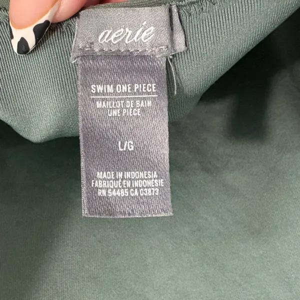 Aerie Olive Green Scoop Back One Piece Swimsuit - Size‎ L/G - Image 3