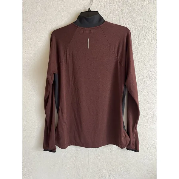 REI Co-Op Lightweight 1/4 Zip Base Layer Top Large Burgundy Long Sleeve - Image 3