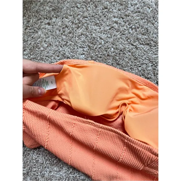 aerie Coral Textured Strapless Bikini Set - Image 9