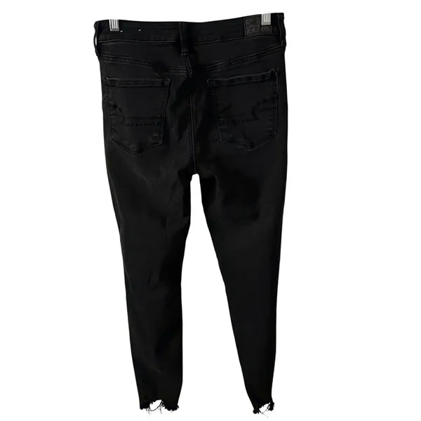 American Eagle Next Level Stretch Distressed High Rise Jegging 10 Regular Black - Image 2