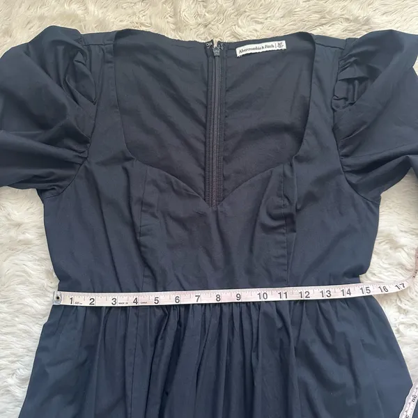 Abercrombie & Fitch Dress Long Sleeve Poplin Babydoll Mini Black Tall Sz MT - Image 11