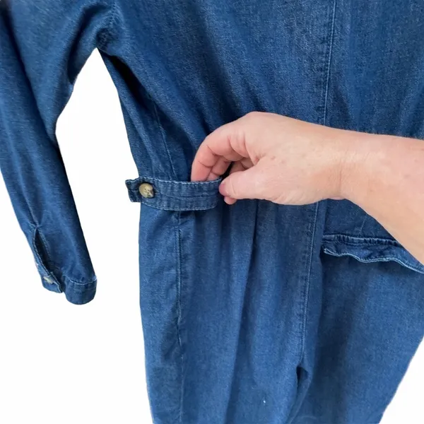 NWOT Rare ASOS Denim Jean Jumpsuit Romper with front zipper and button detail - Image 15