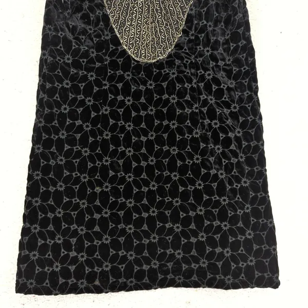 Free People Velvet Mini Dress Black‎ Floral Beaded Sleeves Size 6 Eyelet Flapper - Image 6