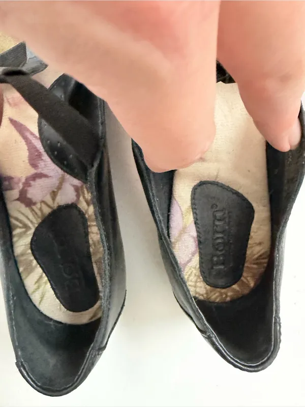 Born Ballet Flats Leather T Strap Dark Academia WhimsiGoth Metallic Grey Black - Image 11