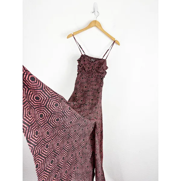 Urban Outfitters Veronica Midi Dress Size XS Ruched Geometric Smocked Back - Image 10