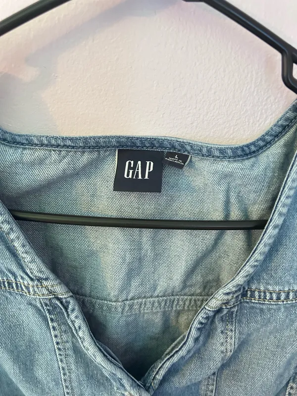 GAP denim puff sleeve seamed top - Image 3