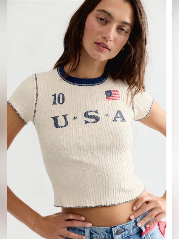 Free people x ragabond Farrah flag tee NWT XS $78 - Image 4