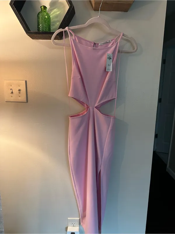 NWT Abercrombie & Fitch boatneck side cutout pink midi dress - Image 3