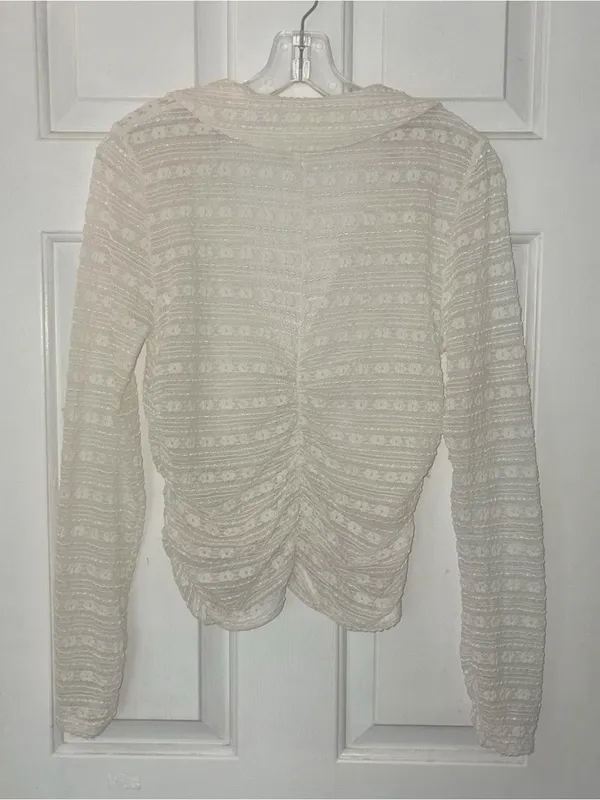 By Anthropologie Long-Sleeve V-Neck Floral Lace Top - Image 6