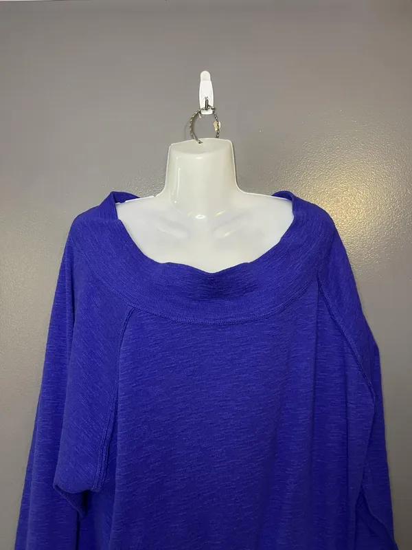 We The Free Sweater Tunic Womens Large Blue Boat Neck Lightweight Knit Raglan - Image 2