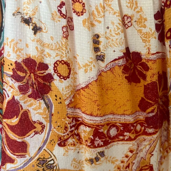 Free People Carmen Boho Floral Orange Jumpsuit Flowy size small - Image 6