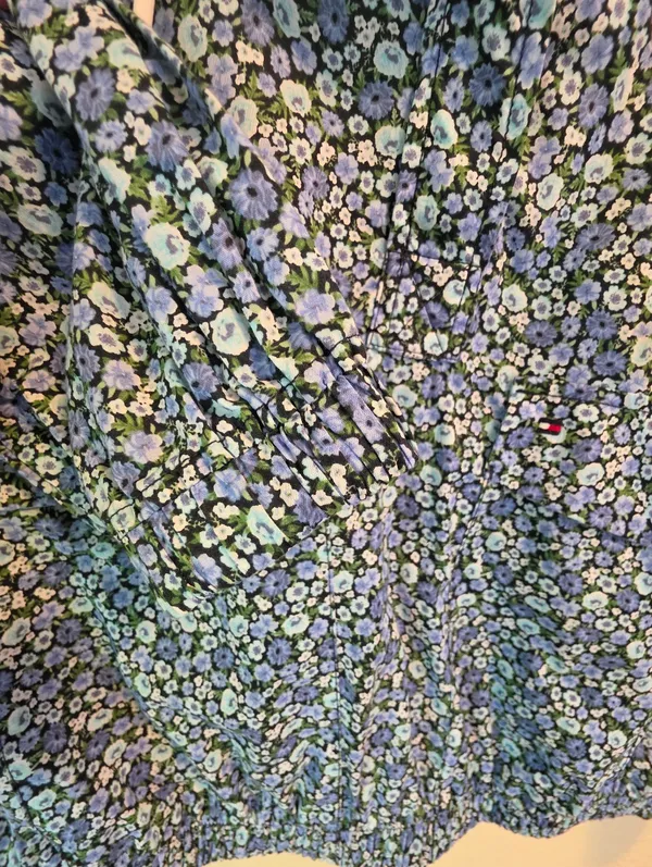 NEW Tommy Hilfiger Blue Floral Cotton Hoodie Pullover Jacket Medium - Image 11