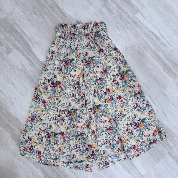 Sag Harbor Vintage Floral Button Front Midi Skirt Cream Rayon Cottagecore Large - Image 4
