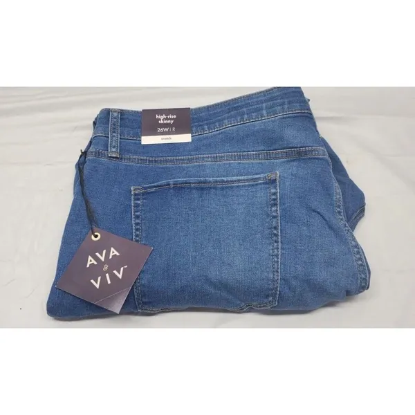 AVA‎ & VIV Women's Plus 26R Dark Wash Mid-Rise Skinny Stretch Jeans - Image 2