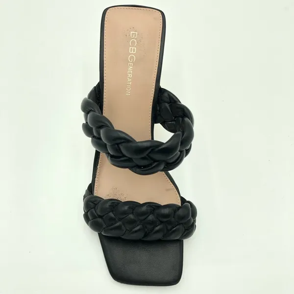 BCBGeneration FINAA Black Braided Block Heeled Sandals Size 10 - Image 5