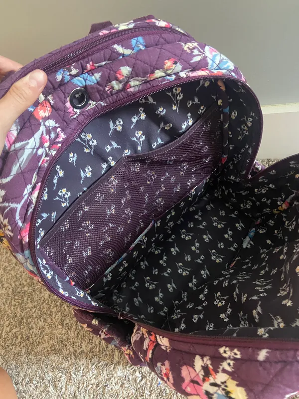 Vera Bradley Campus Backpack Maroon Floral - Image 11