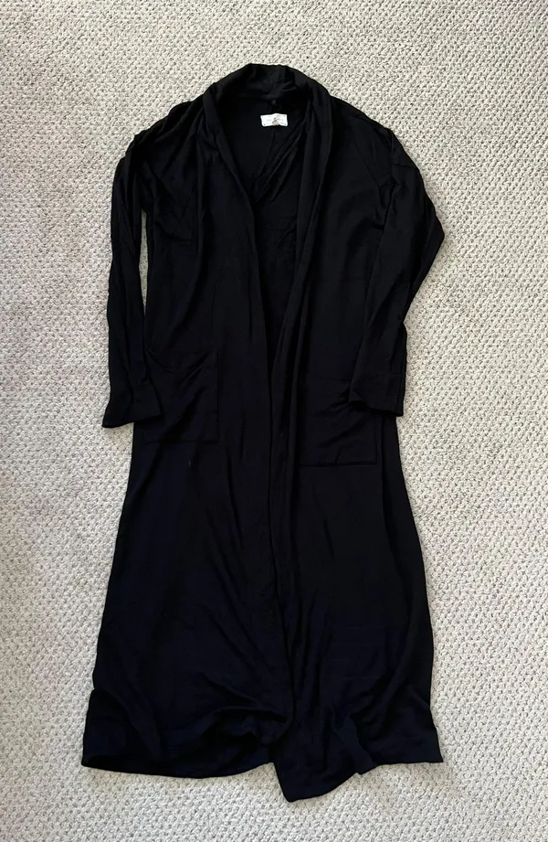 Lou & grey Open Front Long Pocket Duster Cardigan Sweater Black - Image 3