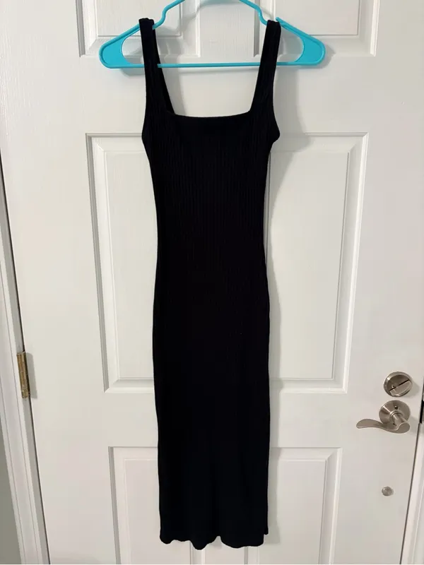 Wild Fable Black Ribbed Tank Midi Dress - Image 2
