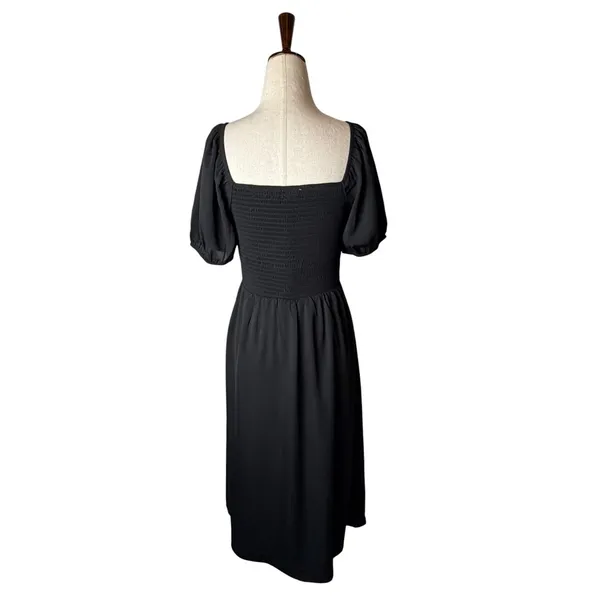 Baltic Born Poppy Satin Midi Dress Women Small Black Puff Sleeve Whimsigoth - Image 3