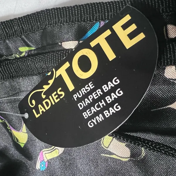 🔵Tote Bag with High Heel Shoes Black - Image 4
