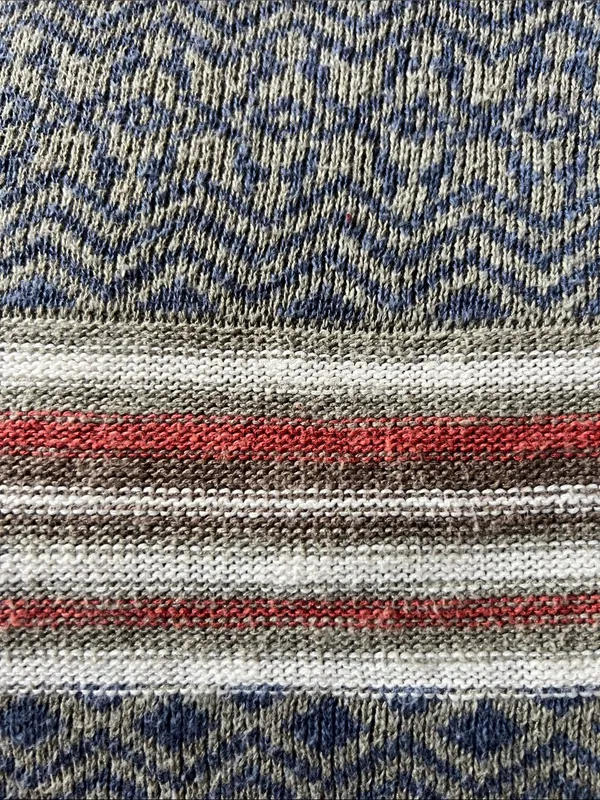 Striped Open-Front Draped Cardigan Sweater - Gray, Red & Cream - Image 8