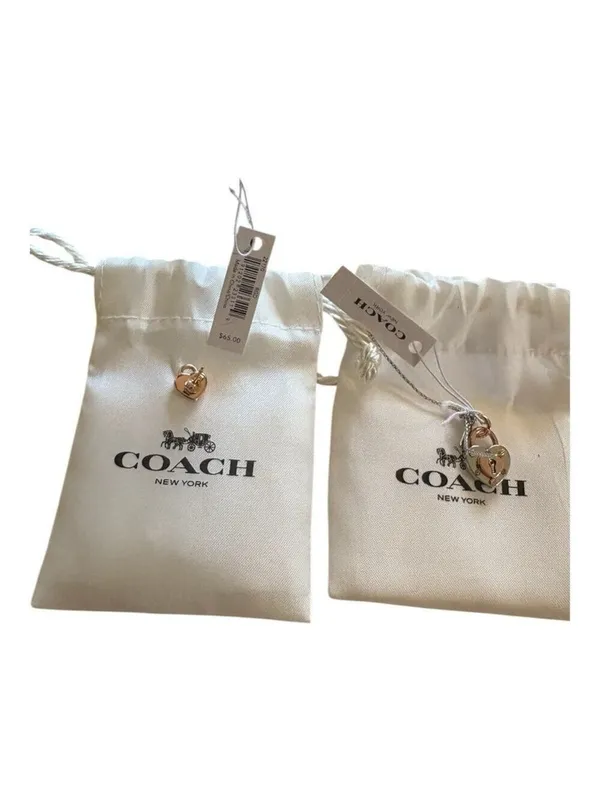 Coach Padlock Heart Charm and Earrings Set One Size - Image 4