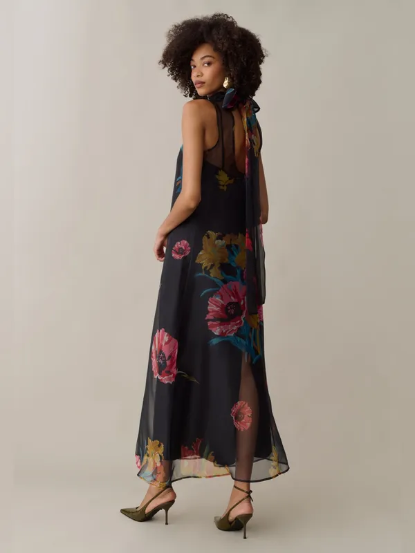 NWT Few Moda Alette Dress size Large L Caara Tulip Garden black floral maxi - Image 4