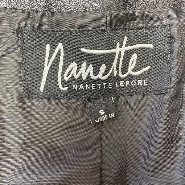 Nanette Lepore Black Faux Leather Zip Up Cropped Moto Motorcycle Jacket S - Image 6