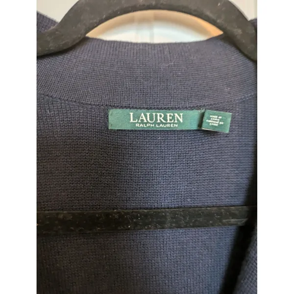 Lauren Ralph Lauren Womens Blue Button-Up Knit Sweater Blazer Gold Buttons S - Image 8