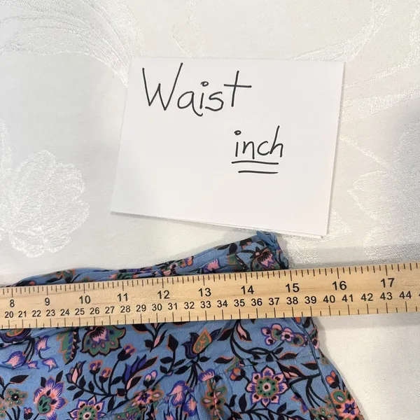 Boden Size-8/UK-12 Blue Ruched Waistband‎ Shorts Dusty Oriental Meadow - Image 4